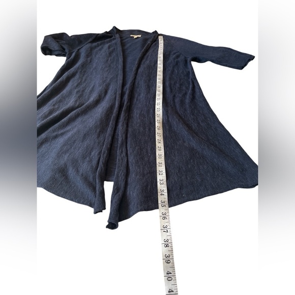 Eileen Fisher short sleeves drape front linen cardigan blue size medium - Picture 6 of 10